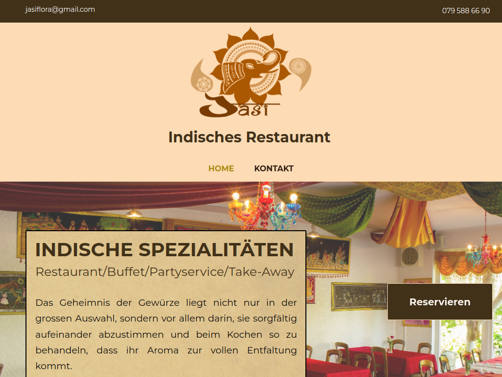 Website von Indisches Restaurant Jasi in Solothurn