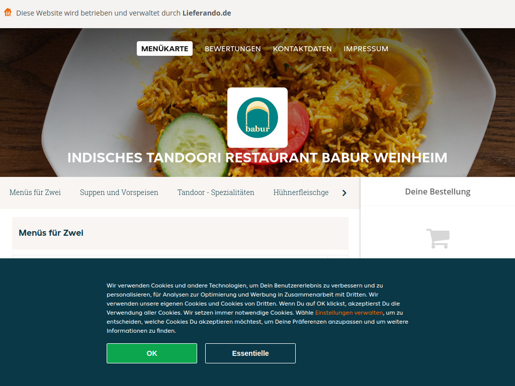 Website von indisches-tandoori-restaurant-babur-weinheim.de in Weinheim