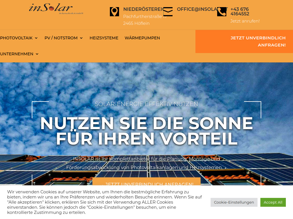 Website von INSOLAR Solartechnik GmbH in Höflein