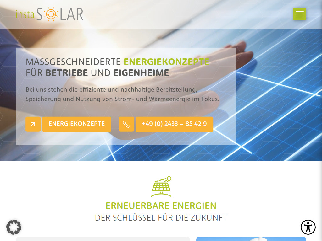 Website von Instasolar Vertriebs GmbH in Erkelenz