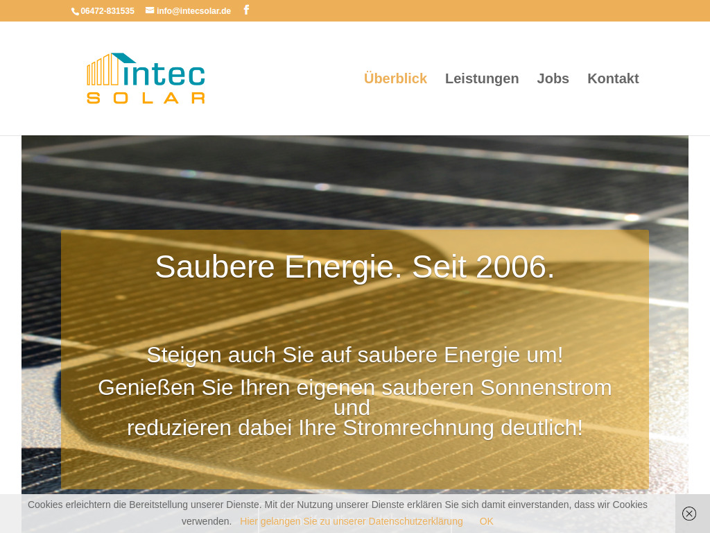 Website von intec SOLAR GmbH & Co. KG in Weilmünster