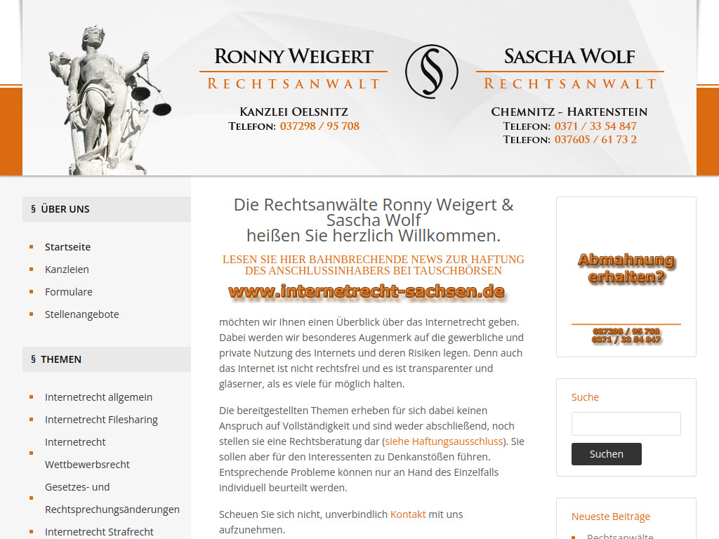 Website von internetrecht-sachsen.de
