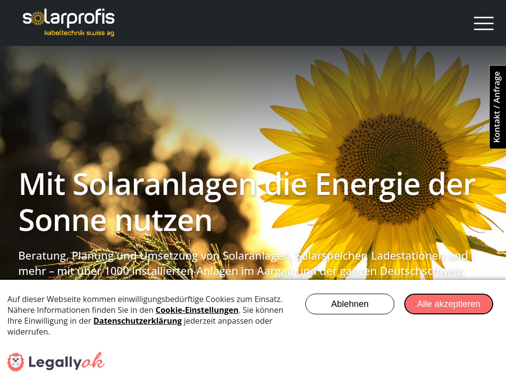 Website von kabeltechnik swiss ag in Schinznach-Dorf