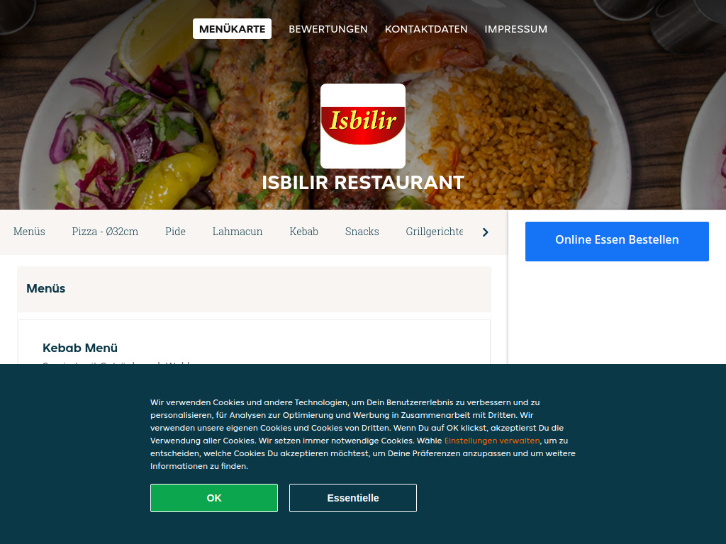 Website von Isbilir Restaurant - Essen online bestellen in Basel in Basel