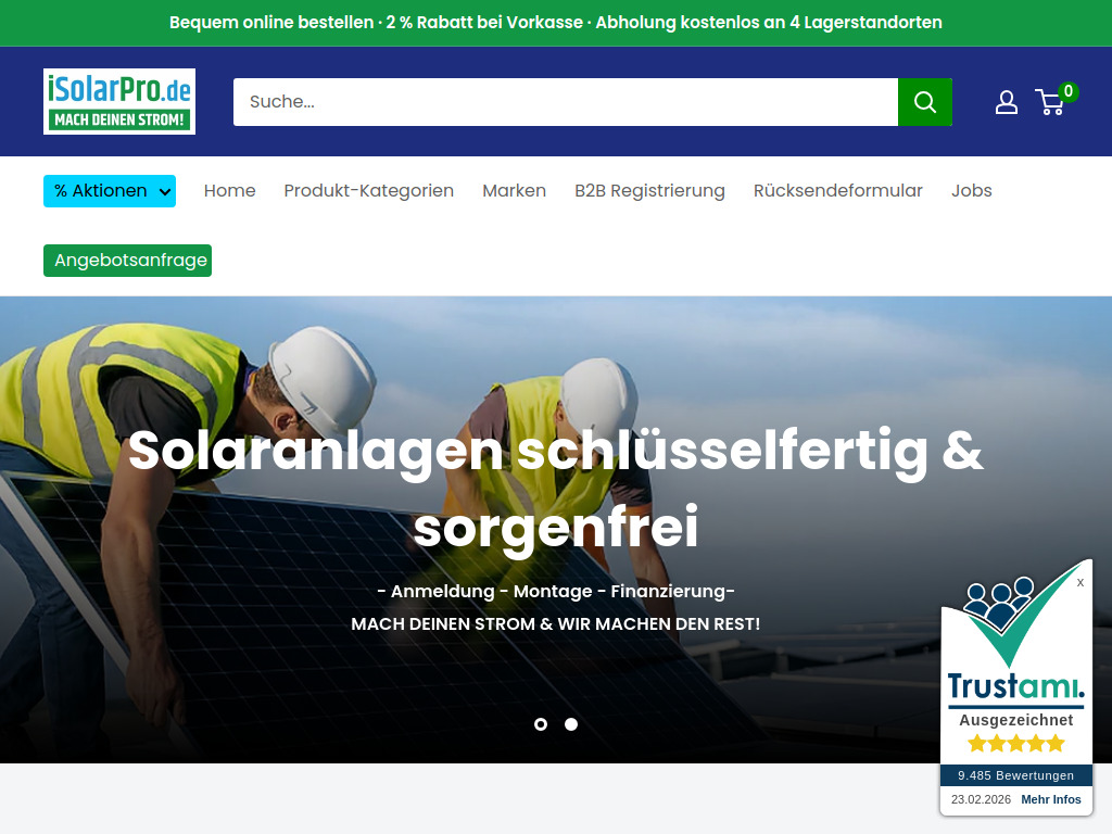 Website von iSolarPro GmbH in Moers