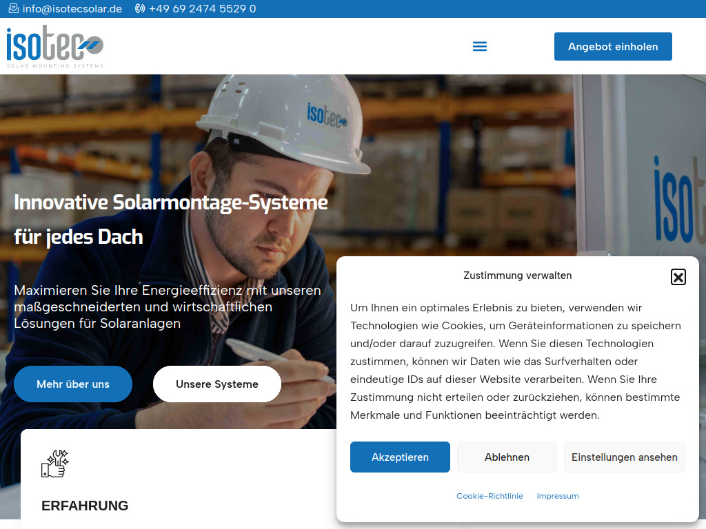 Website von ISOTEC Solar Montagesysteme in Frankfurt am Main