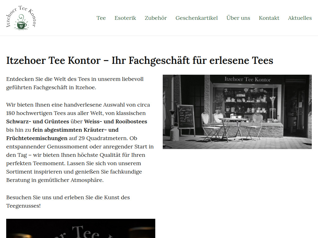 Website von Itzehoer Tee Kontor in Itzehoe