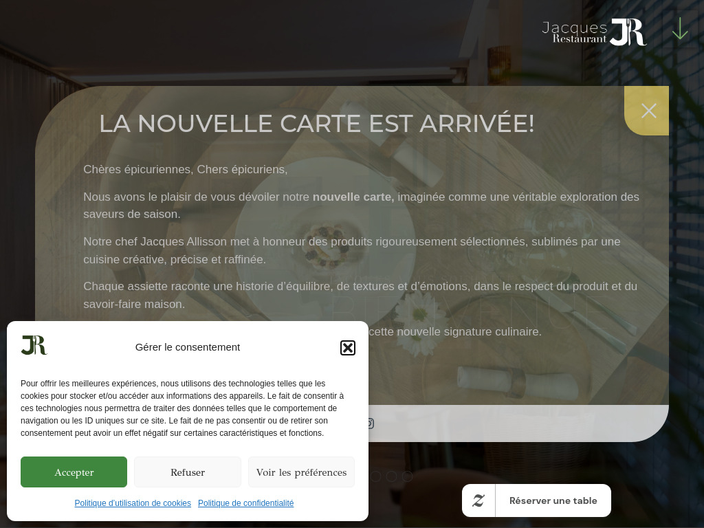 Website von Jacques Restaurant in Lausanne