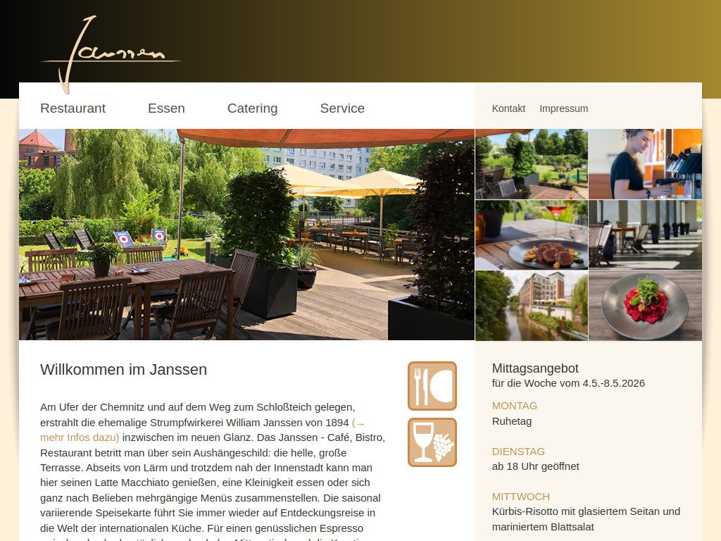 Website von Restaurant Janssen in Chemnitz