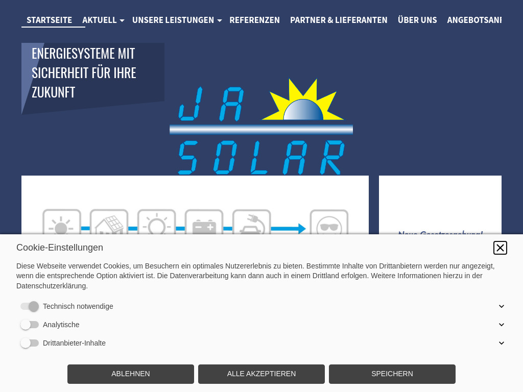 Website von JA-SOLAR GmbH in Kritzow / OT Benzin