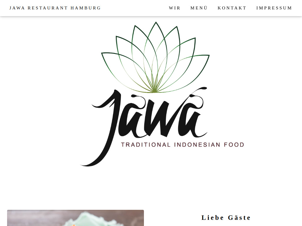 Website von Jawa Restaurant in Hamburg