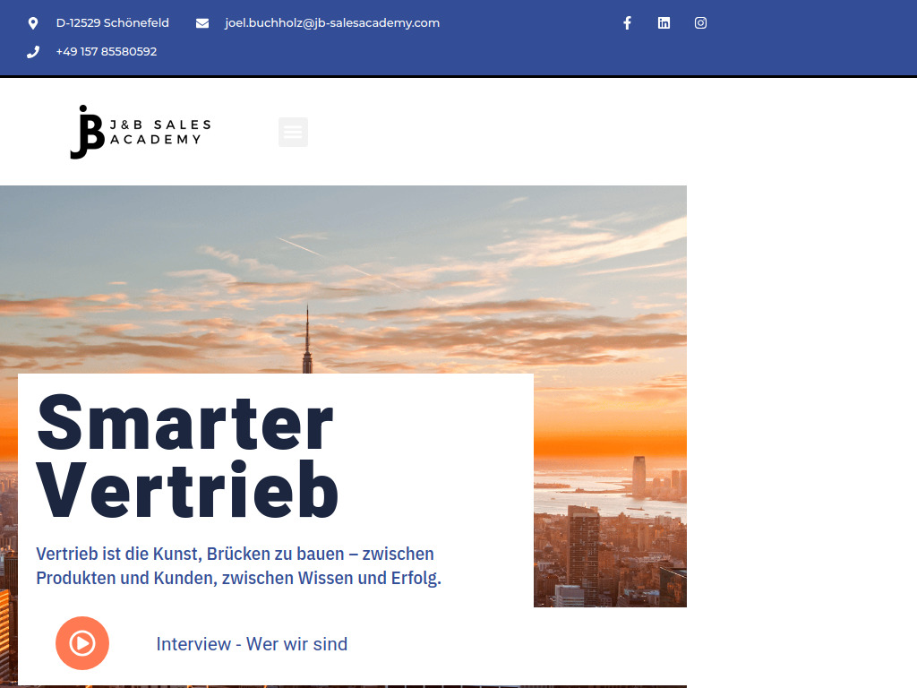 Website von Junker & Buchholz Sales Academy in Schönefeld