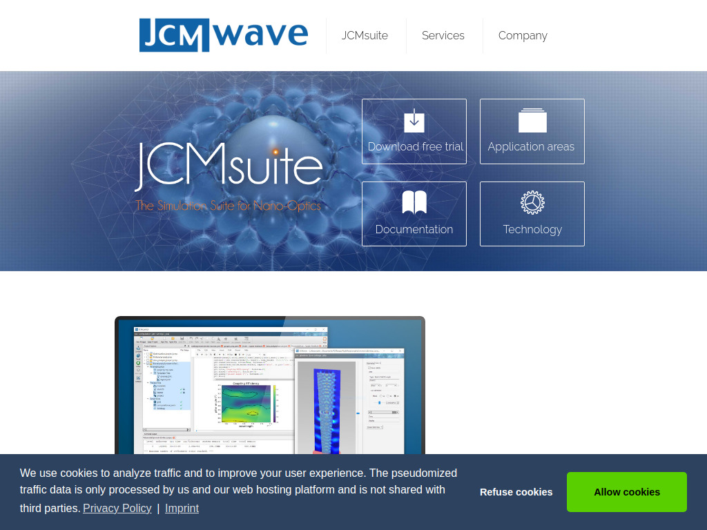 Website von JCMwave GmbH in Berlin