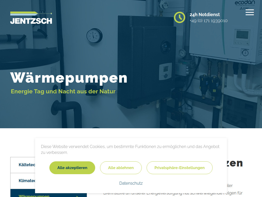 Website von Klima Jentzsch GmbH