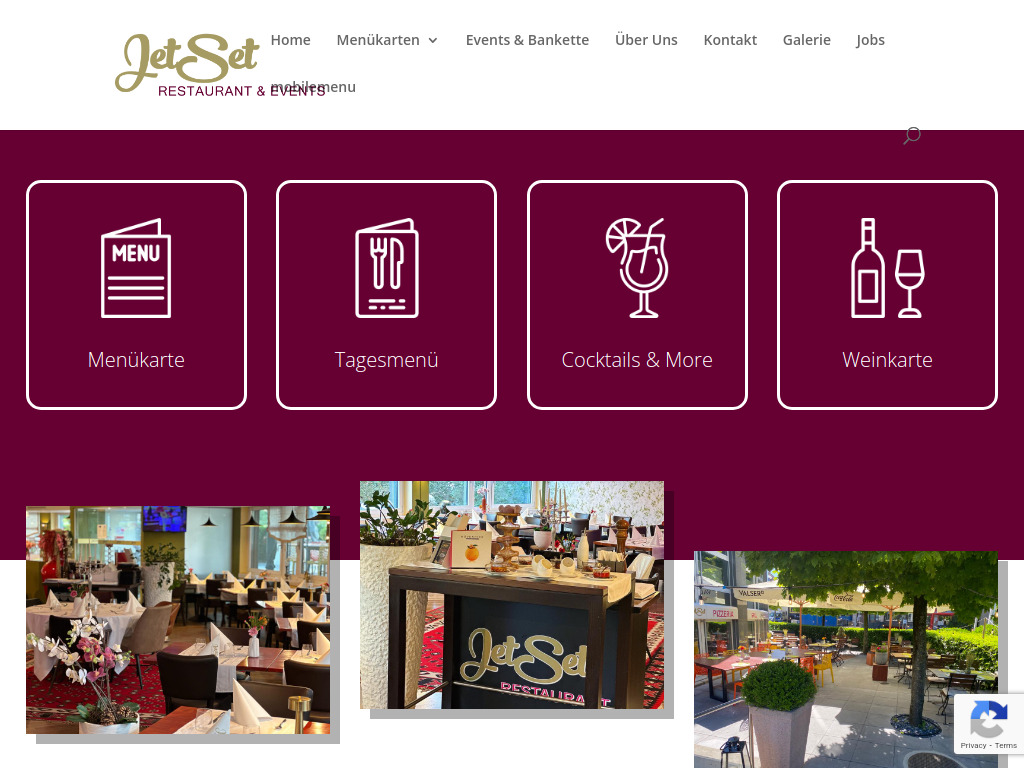 Website von JetSet Restaurant in Kloten
