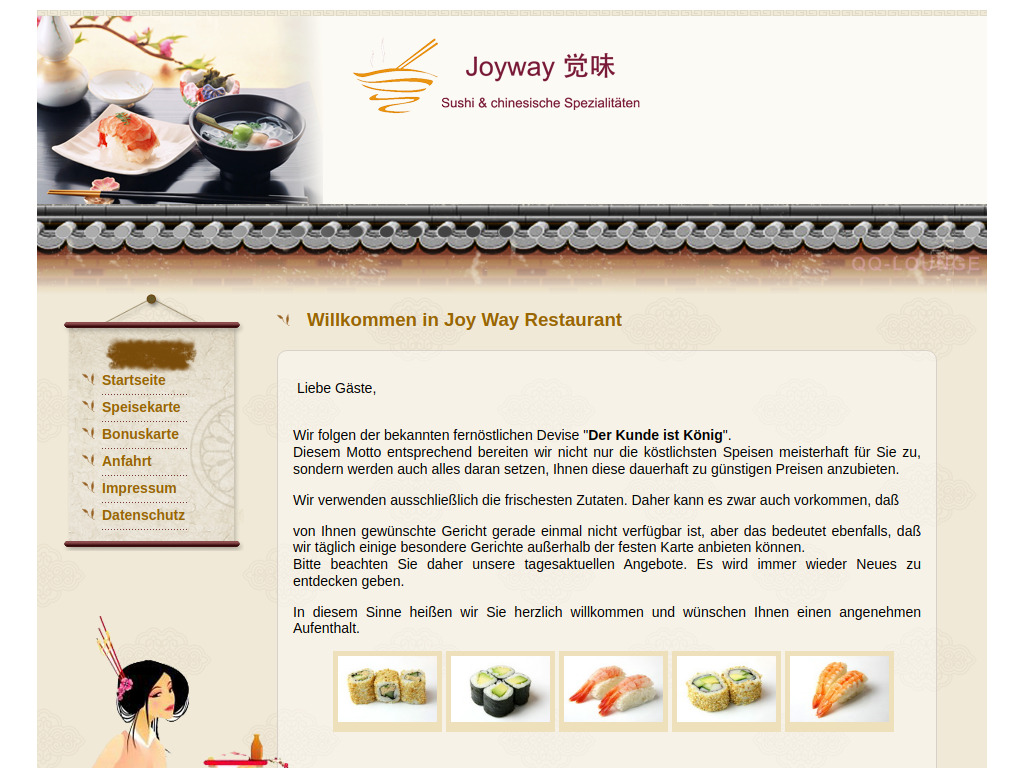 Website von Joy Way Restaurant in Troisdorf