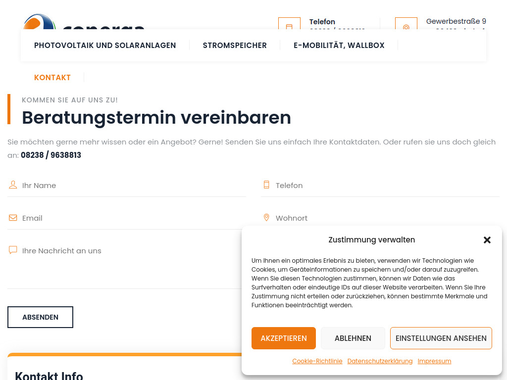 Website von CONERGA in Diedorf