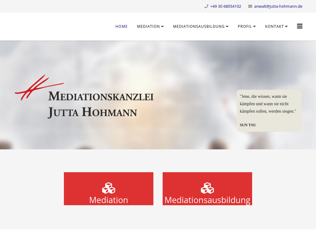 Website von Mediationskanzlei Jutta Hohmann in Berlin