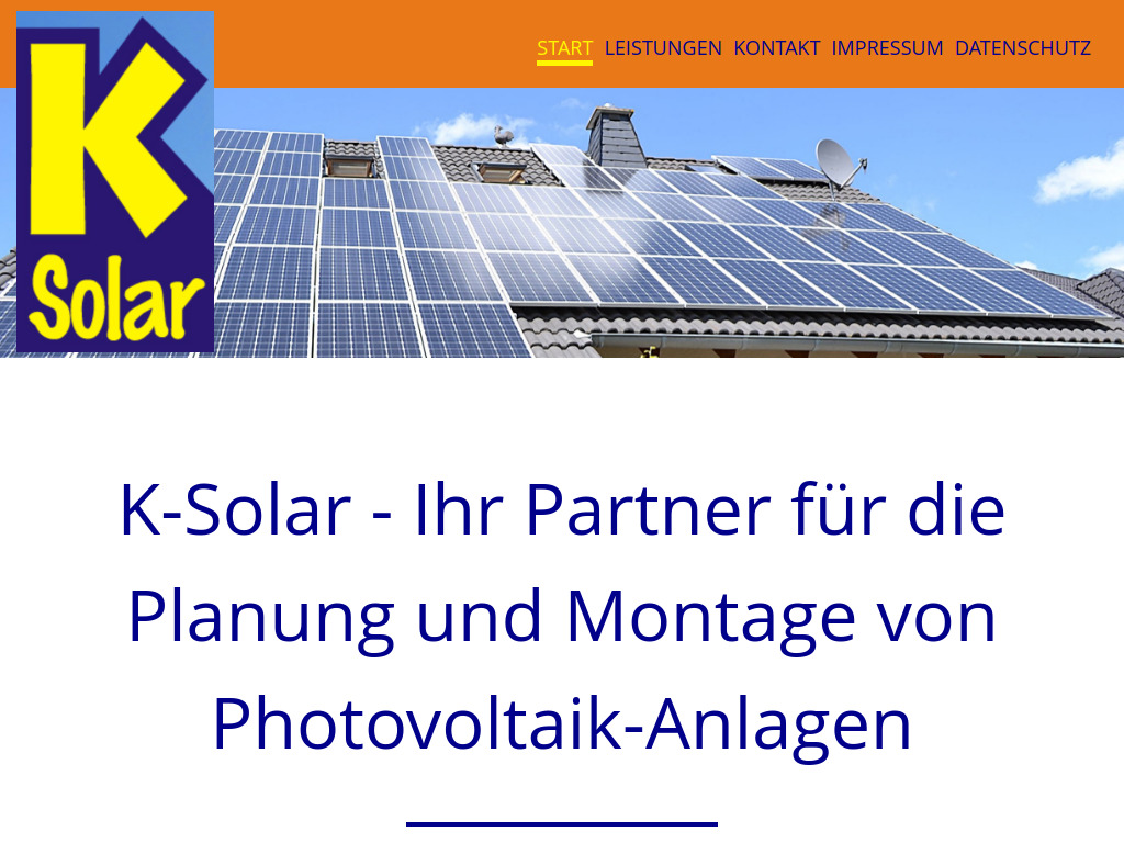 Website von K-Solar Photovoltaik und mehr in Niederbreitbach