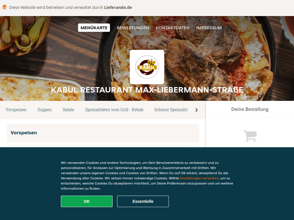 Website von Kabul Restaurant Max-Liebermann-Straße - Essen online bestellen in Leipzig in Leipzig