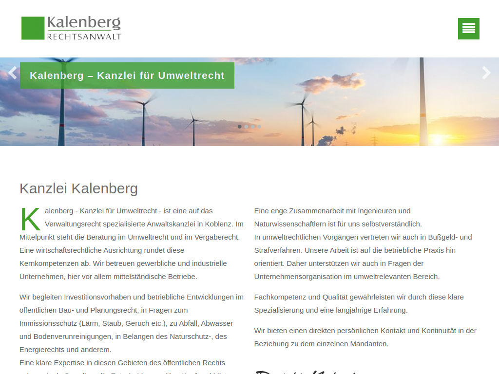 Website von Kanzlei Kalenberg in Koblenz