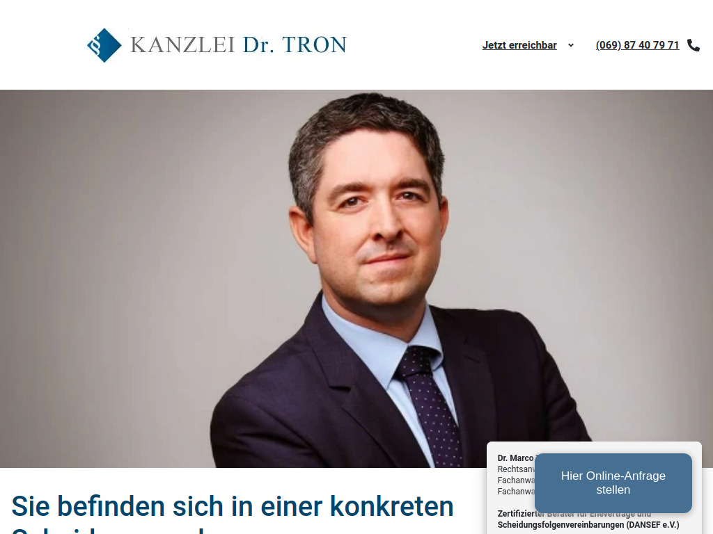 Website von Kanzlei Dr. Tron