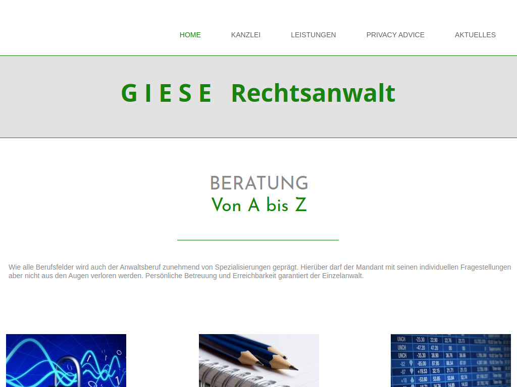 Website von Kanzlei Giese in Bonn