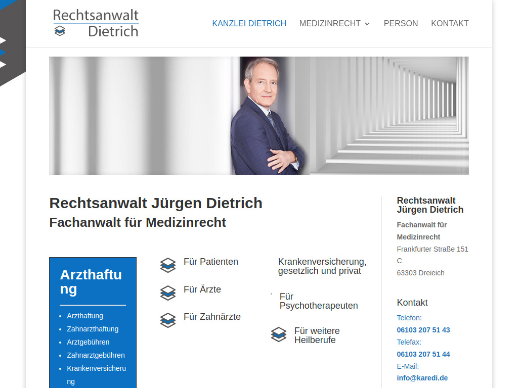 Website von Rechtsanwaltskanzlei Jürgen Dietrich in Dreieich