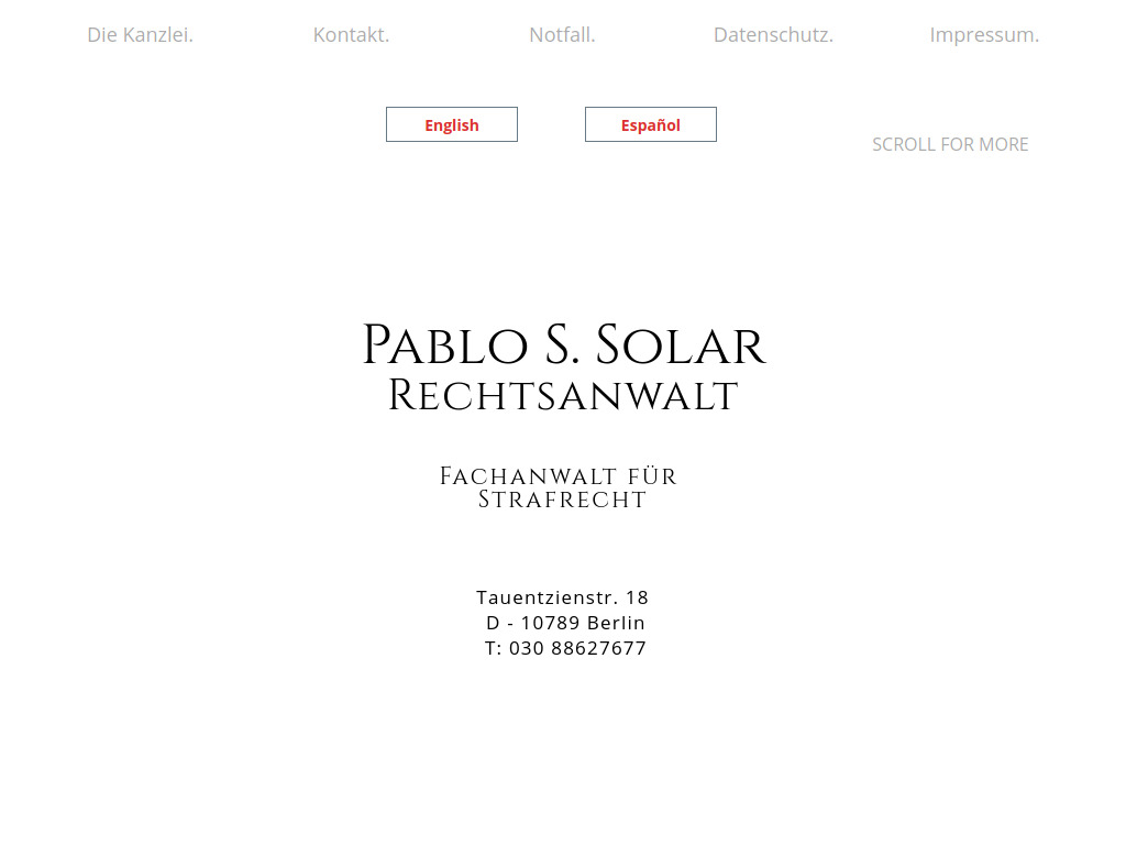 Website von Rechtsanwalt Pablo S. Solar in Berlin