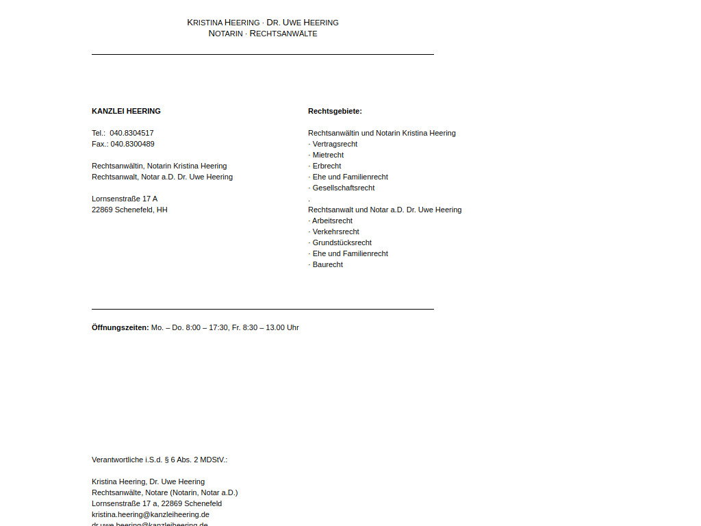 Website von Kanzlei Heering in Schenefeld