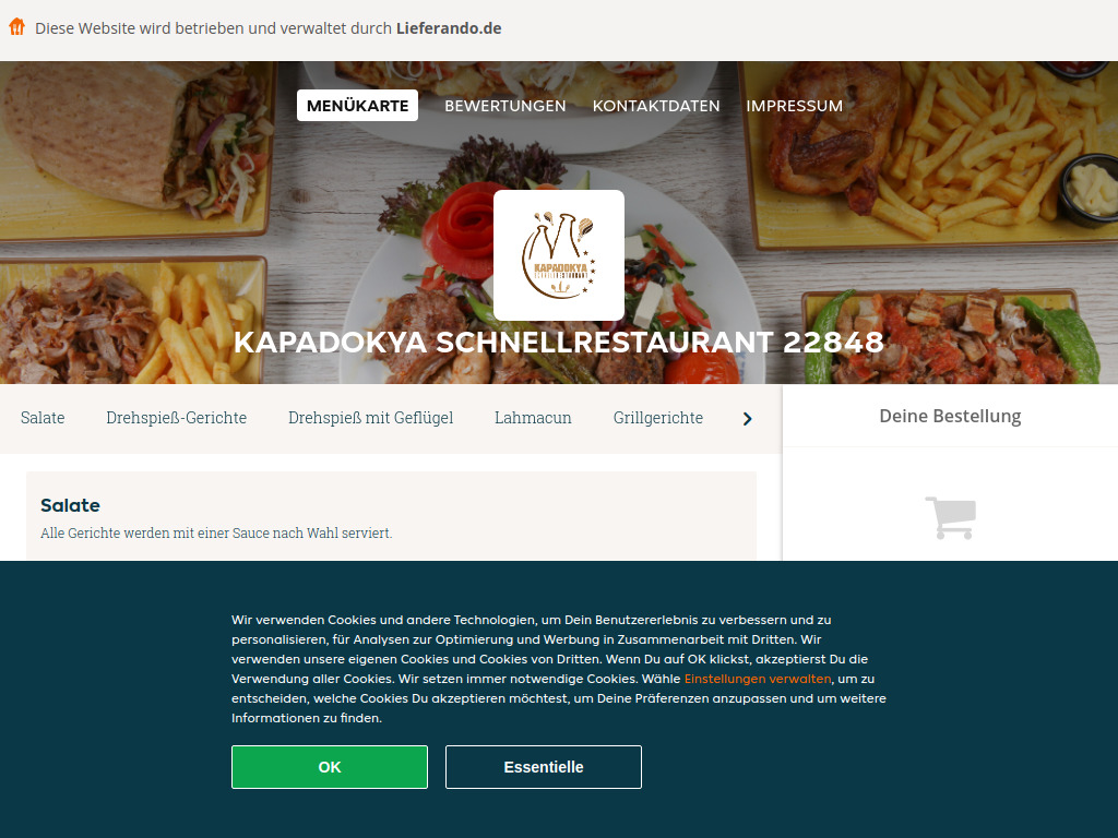 Website von Kapadokya Schnellrestaurant 22848 - Essen online bestellen in Norderstedt in Norderstedt
