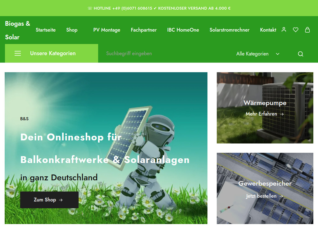 Website von Biogas & Solar e. K. in Groß-Zimmern