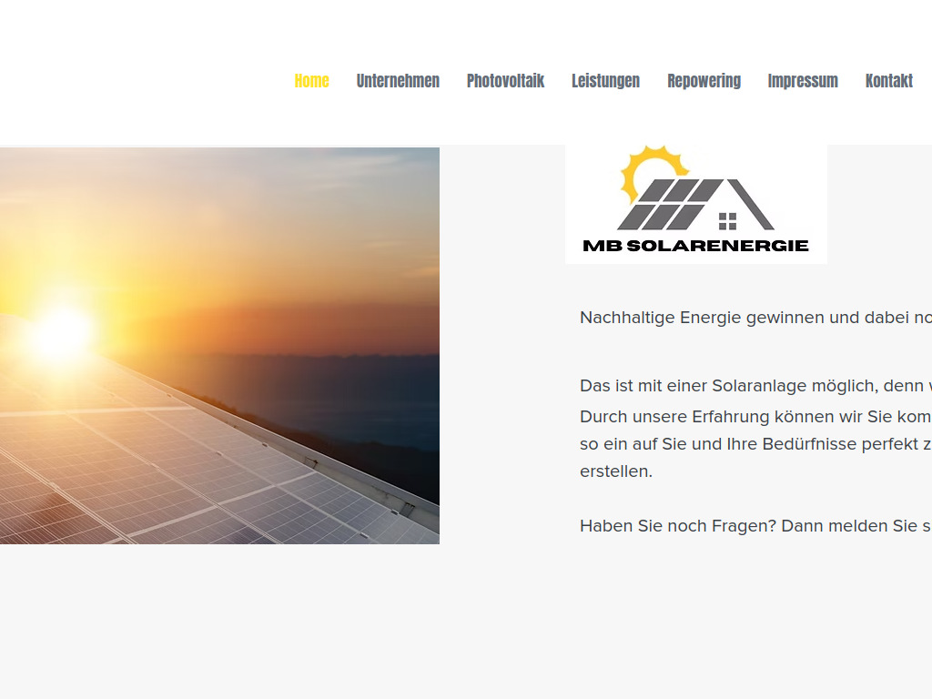 Website von MB Solarenergie in Bückeburg