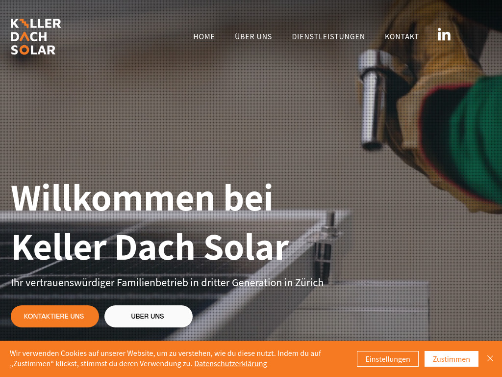Website von Keller Dach Solar AG in Zürich