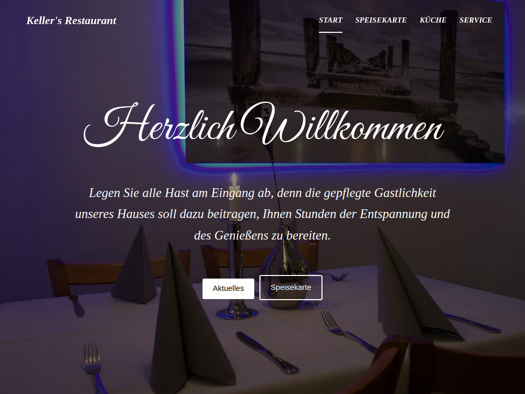 Website von Keller's Restaurant in Schöneck