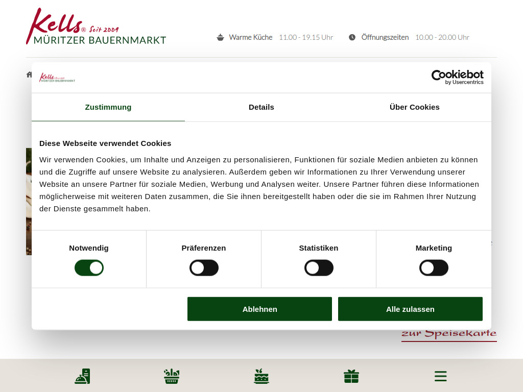 Website von Kells Restaurant an der Müritz in Klink