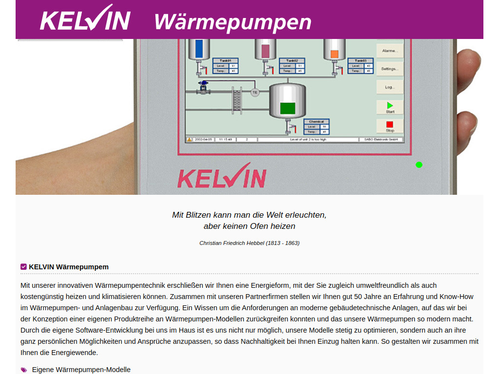 Website von KELVIN ABT GmbH in Günzburg