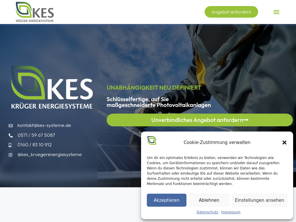 Website von KES Krüger Energiesysteme GmbH in Vlotho