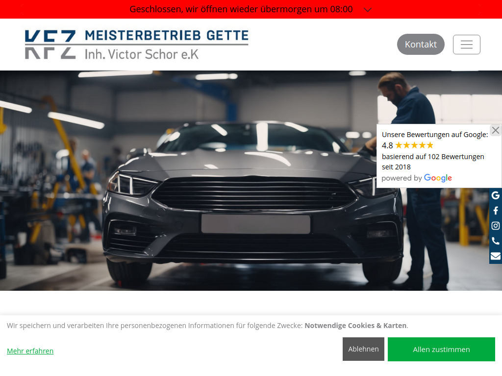 Website von KFZ-Meisterbetrieb Gette Inh. Victor Schor e.K. in Trier
