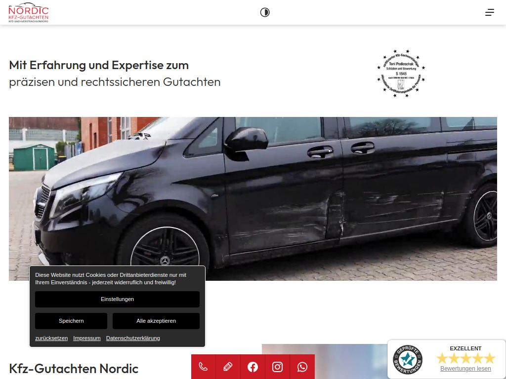 Website von Kfz Gutachten Nordic Inh. Toni Podleschak in Hamburg