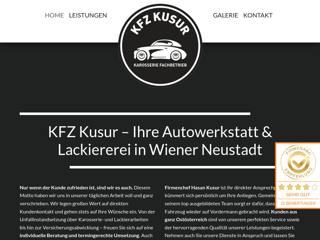 Website von KFZ Kusur e.U. in Wiener Neustadt