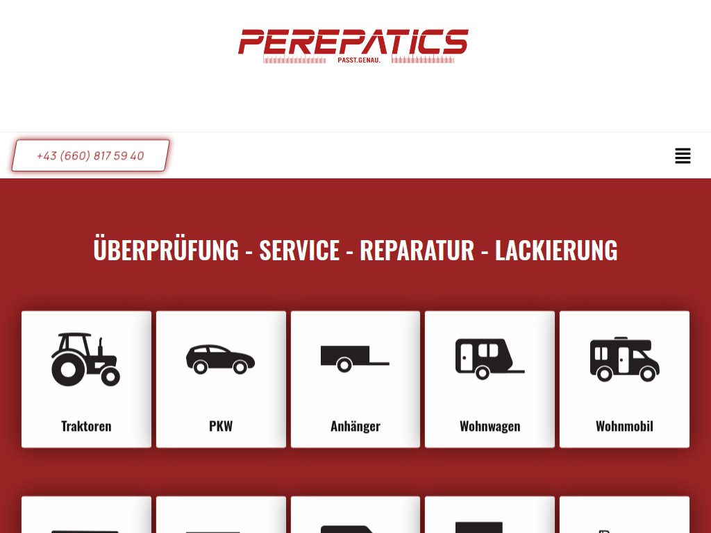 Website von KFZ Perepatics in Podersdorf am See