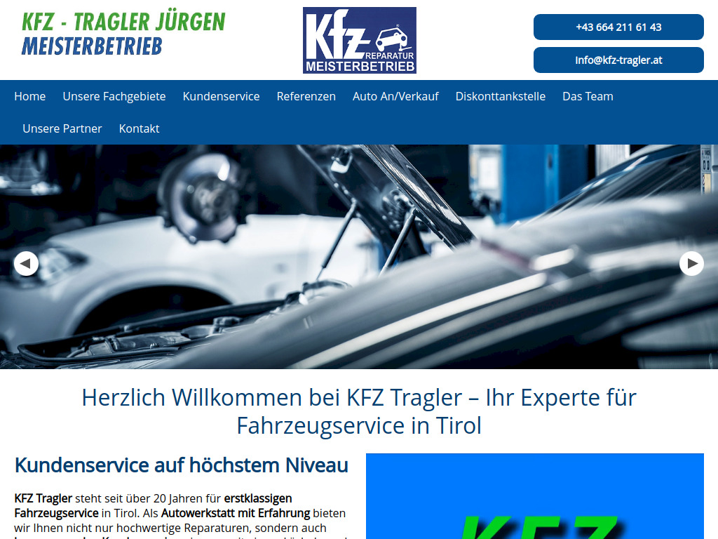 Website von KFZ - Tragler Jürgen MEISTERBETRIEB in Navis