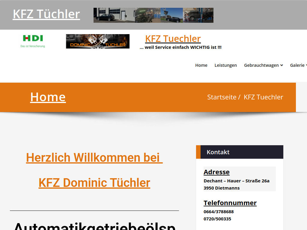 Website von KFZ Tuechler in Dietmanns