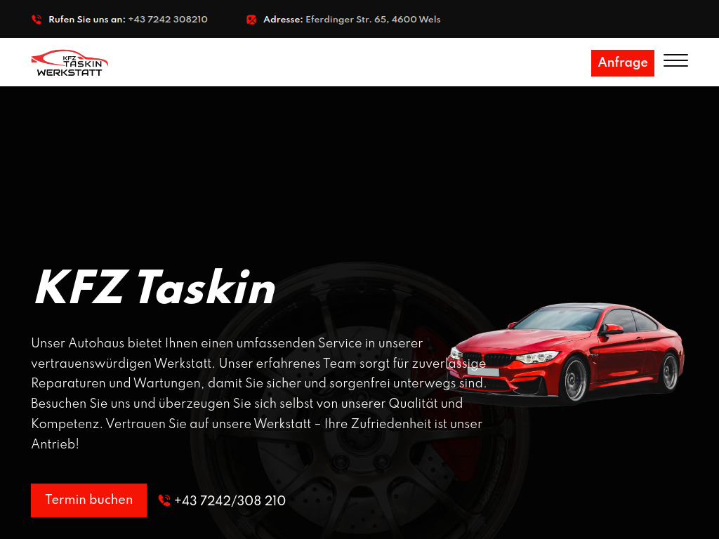 Website von KFZ Taskin e.U. in Wels