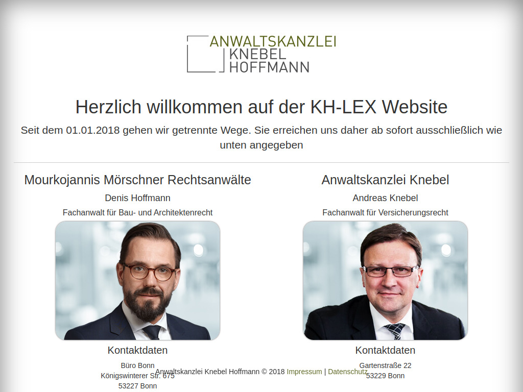 Website von KH-LEX - Rechtsanwaltskanzlei Knebel Hoffmann in Bonn