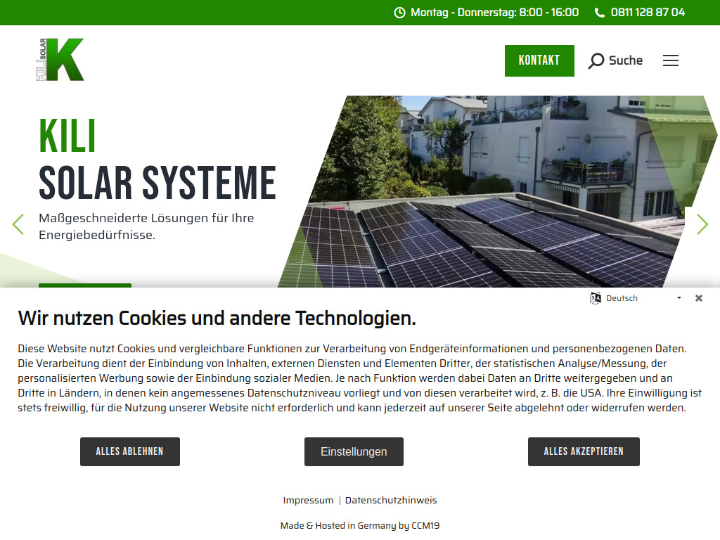 Website von Kili-Solar in Hallbergmoos