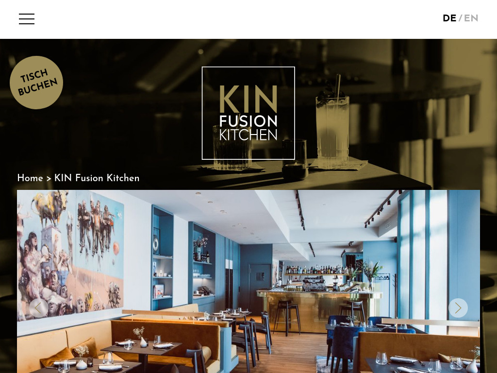 Website von KIN Fusion Kitchen in Bad Saarow