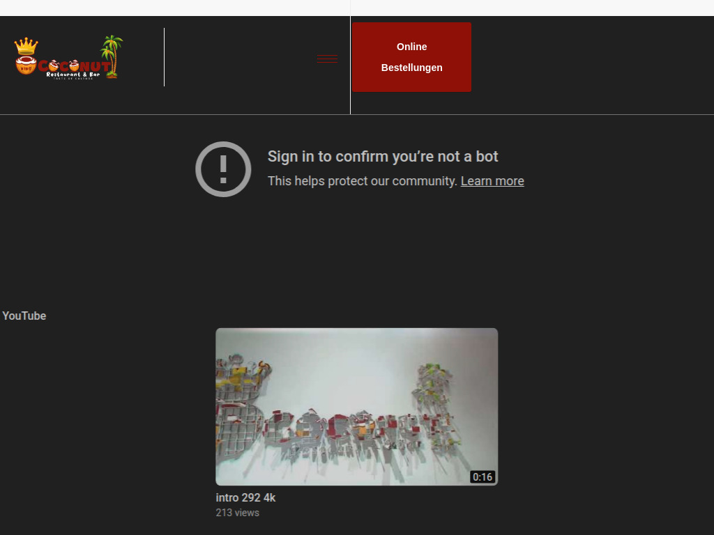 Website von King Coconut Restaurant in Altdorf