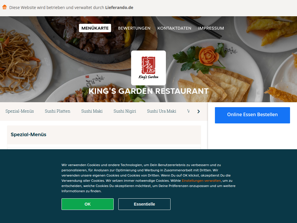 Website von King's Garden Restaurant - Essen online bestellen in Olching in Olching